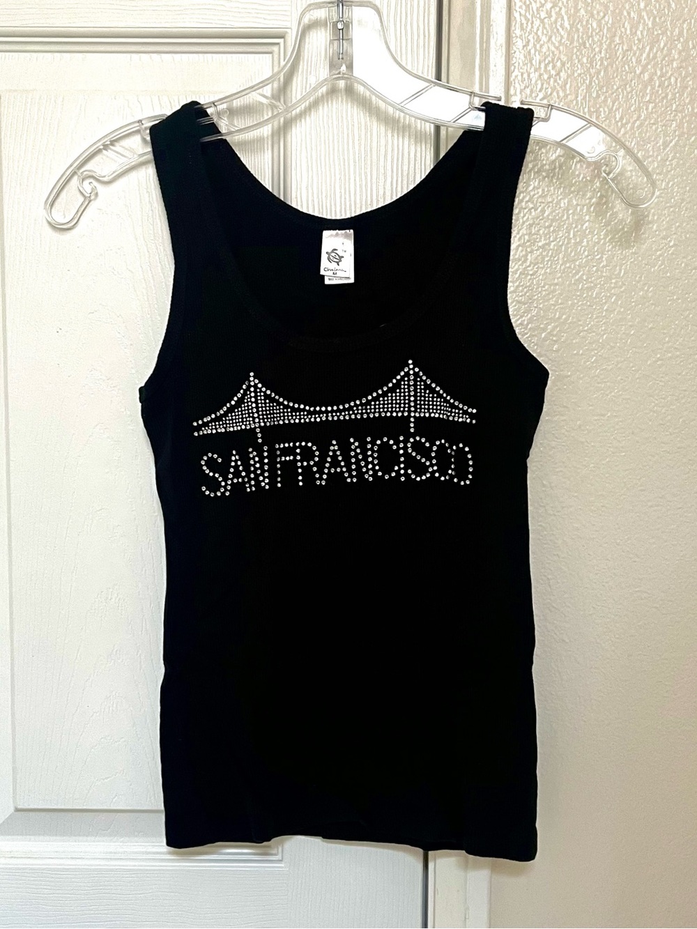 Black 'San Francisco' Rhinestone Tank Top